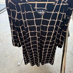 Navy and White Grid Pattern Dress